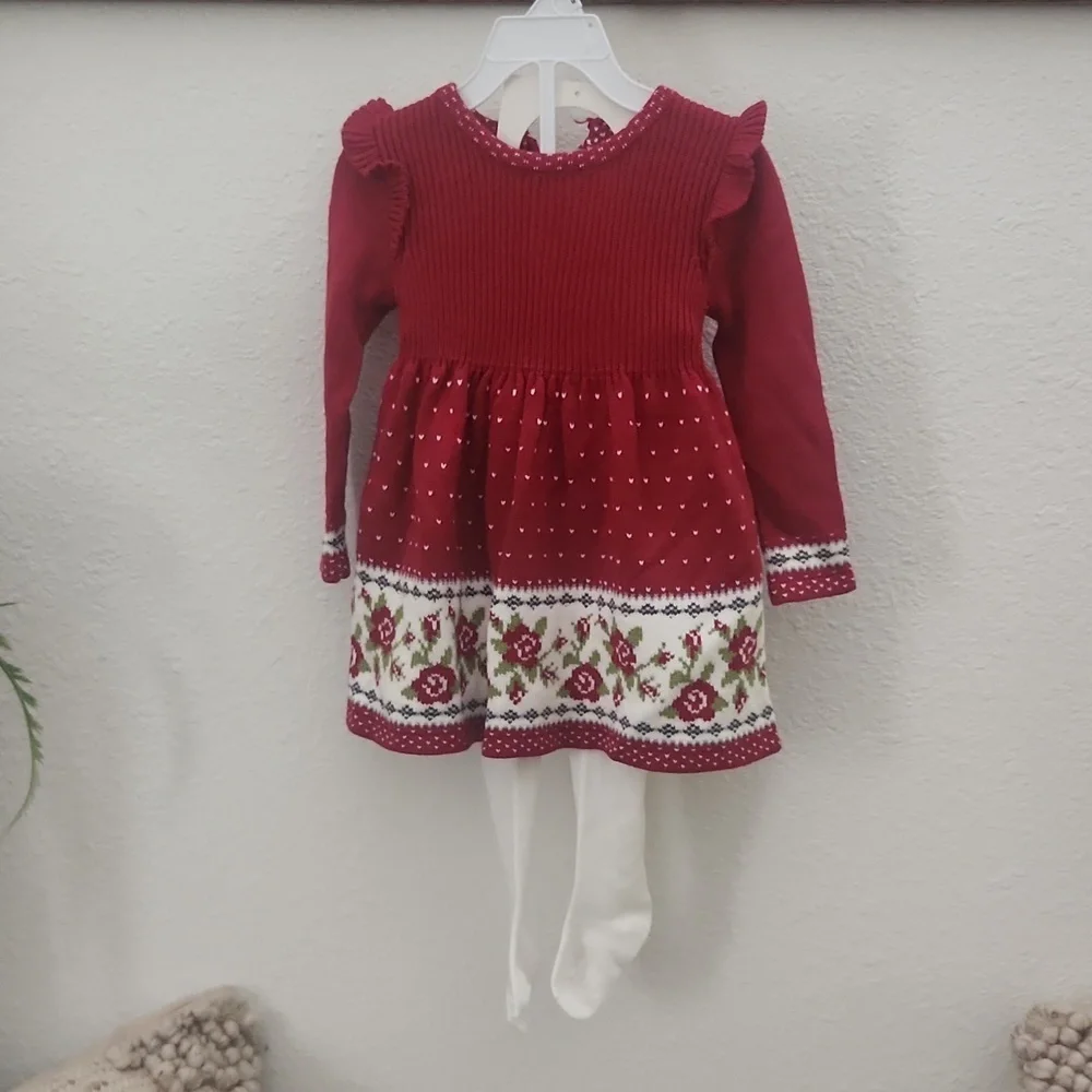Baby sweater dress and tights